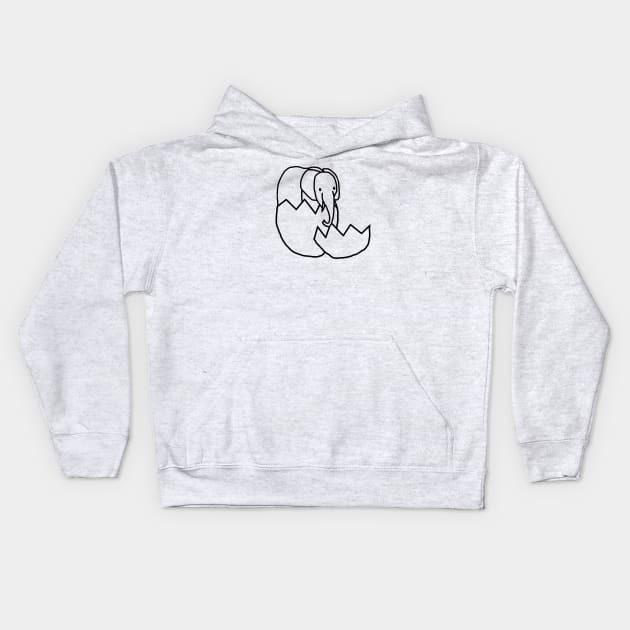 Elephant Hatching from Easter Egg Outline Kids Hoodie by ellenhenryart